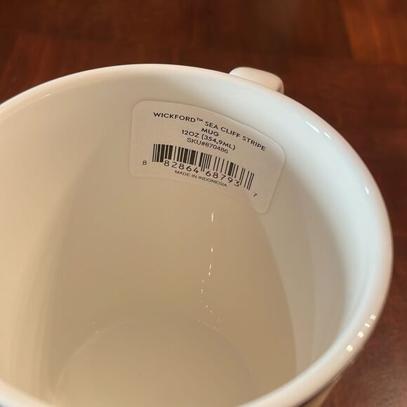 Kate Spade Lenox Sea Cliffs Stripe Yellow Blue New in Box Coffee Mug Wickford - Picture 4 of 11